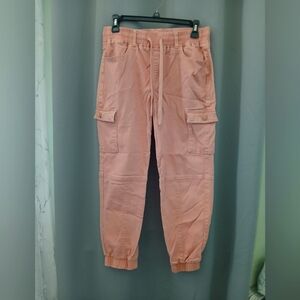 PINK CARGO PANTS HIGH-RISE